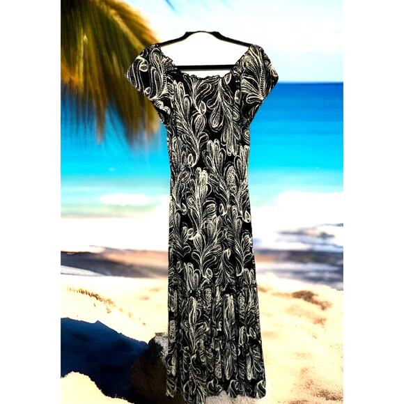 Maxi Dress EXTREME flare tiered Ruffles long boho Peasant Fairy island resort M - Picture 2 of 6